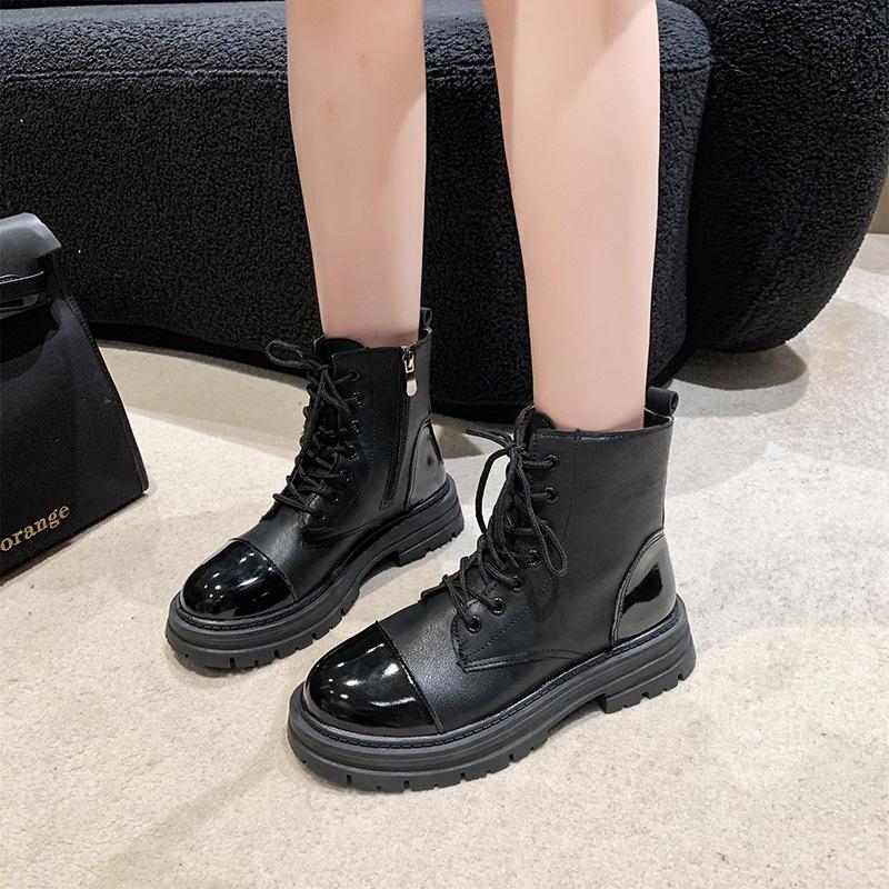 Elegant Lace Up Round Toe Martin boots