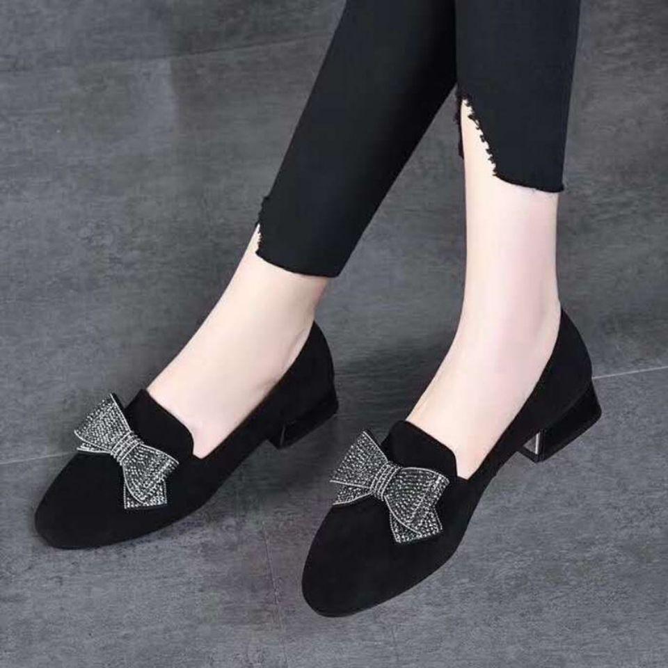 Crystal Bow Black Bling Slip-On Shoes