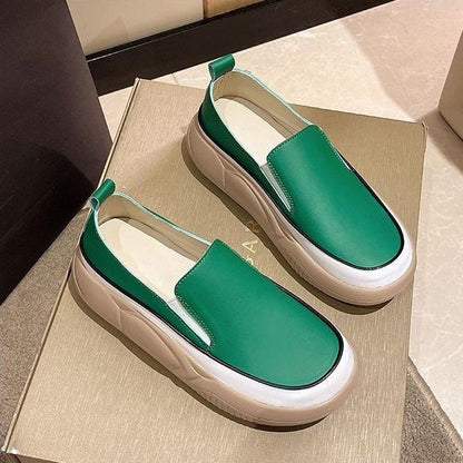 Solid Color Casual Leather Soft Shoes
