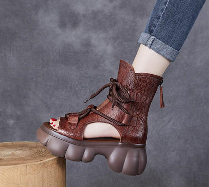 Retro Leather Muffin Boots