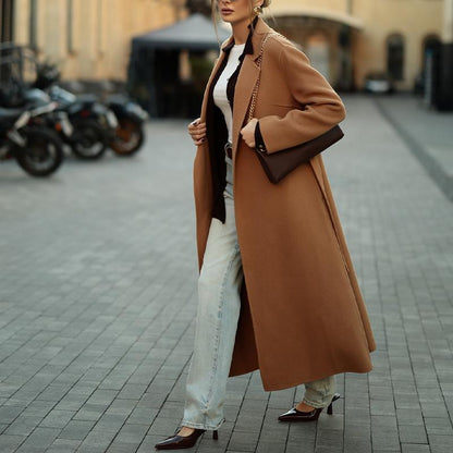 Solid-Color Versatile Long Coat