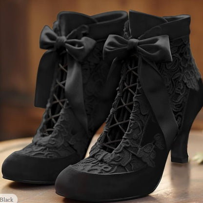 Elegant Lace Suede Party Ankle Boots