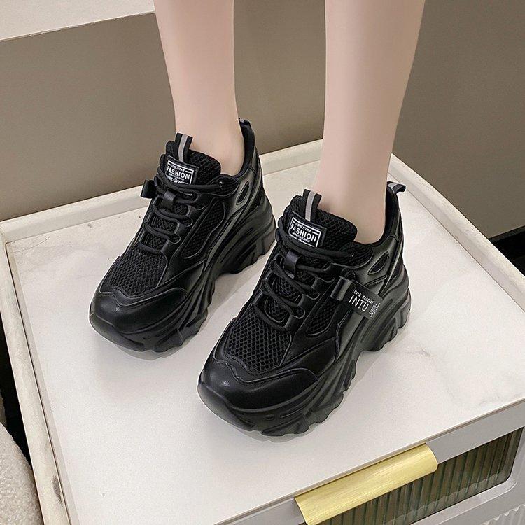 Breathable Mesh Lace-Up Chunky Sneakers
