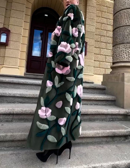 Floral Embroidered Long Coat