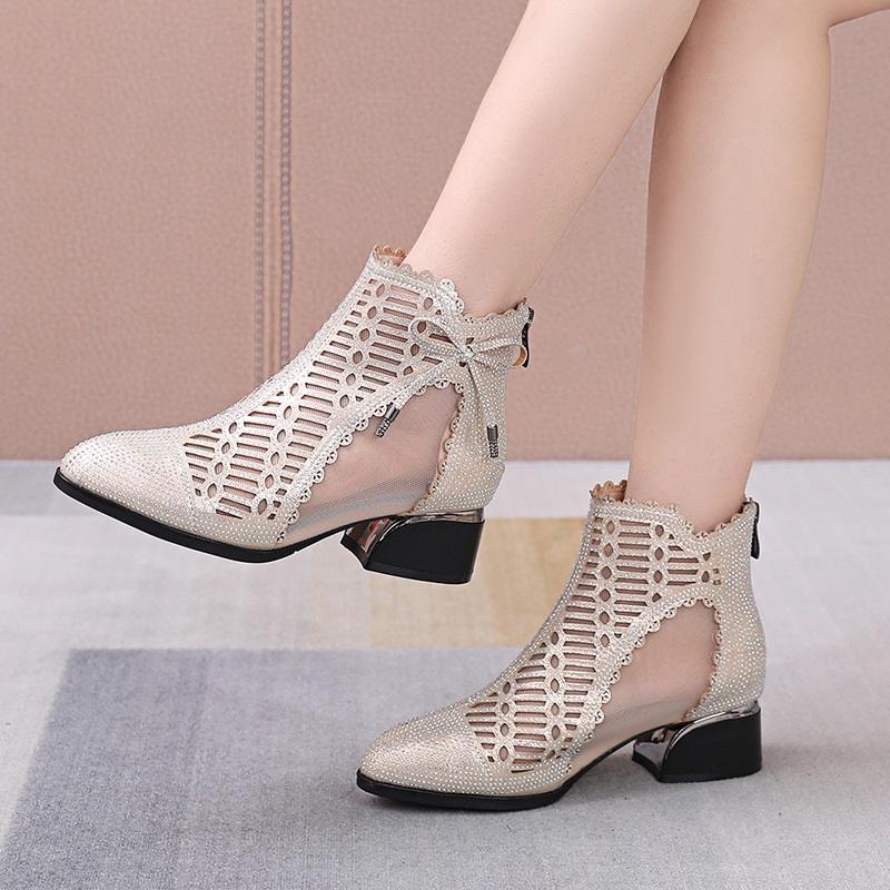 High Heel Breathable Casual Mesh Boots