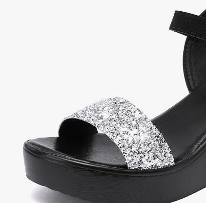 Roman Shiny Strap Wedges Heel Sandals