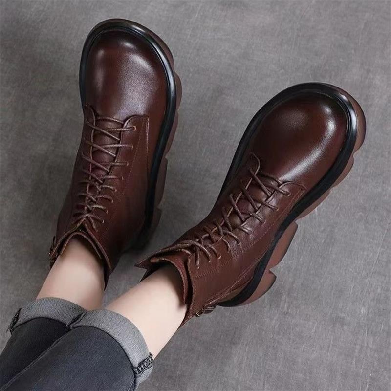 Retro Leather Warm Soft Boots