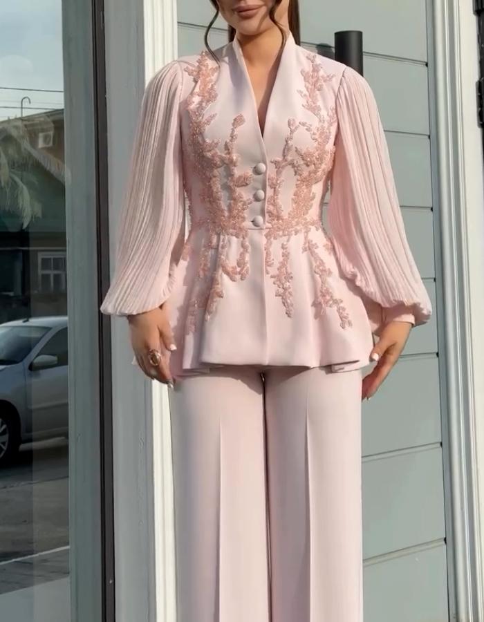 Pink Embroidery Suits