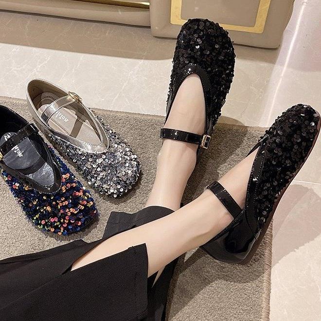 Sequins Versatile Soft Flat Shoes