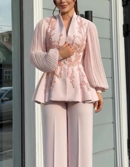 Pink Embroidery Suits