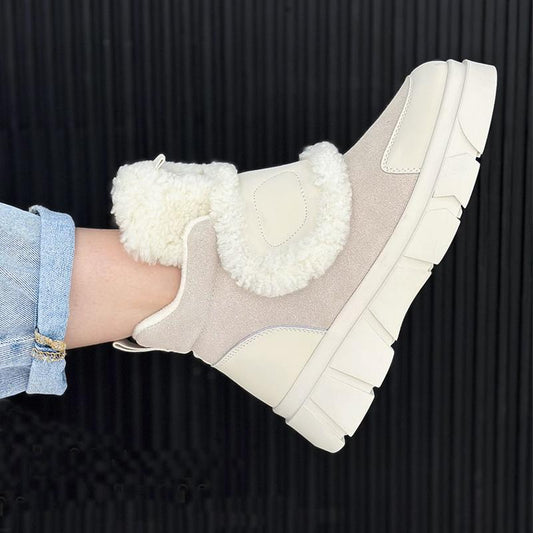 Beige Velcro Boots