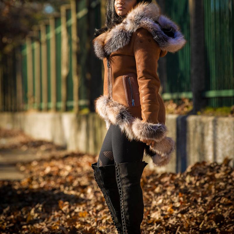 Ruffled Sheepskin Shearling Jacket