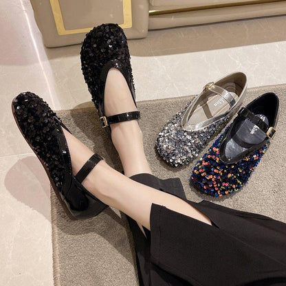 Sequins Versatile Soft Flat Shoes