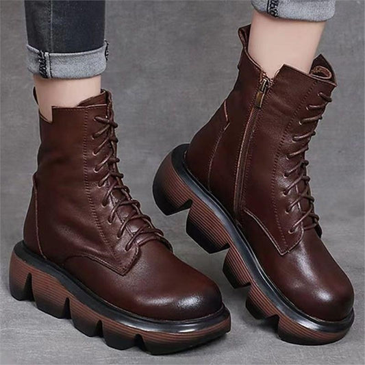 Retro Leather Warm Soft Boots