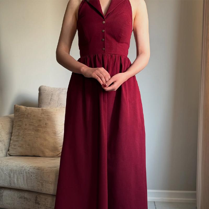 Red Sleeveless Casual Dress