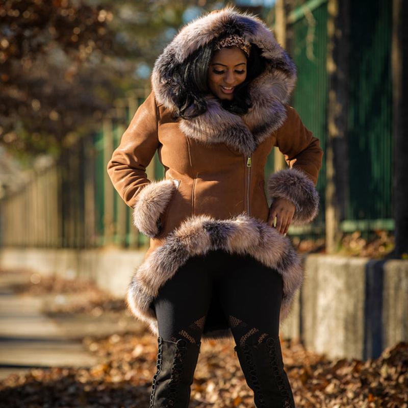 Ruffled Sheepskin Shearling Jacket