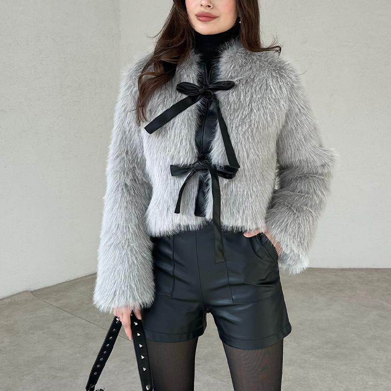 Lace-Up Fur Coat