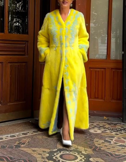 Yellow Wool Long Coat