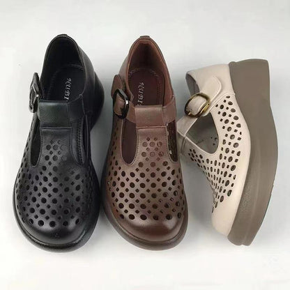 Breathable Leather Hollow Shoes