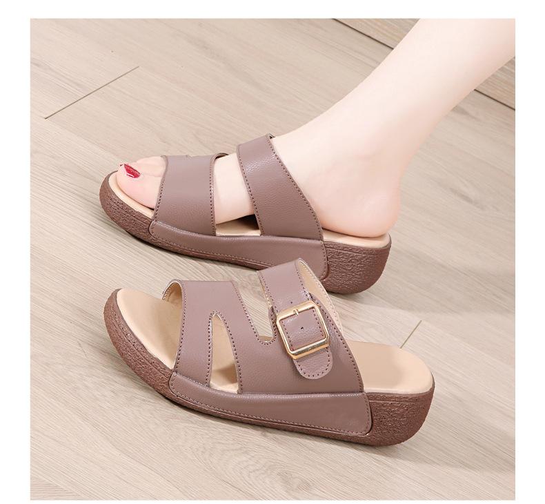 Wedge Leather Non-Slip Slippers