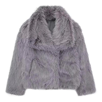 Solid Color Fur Coat