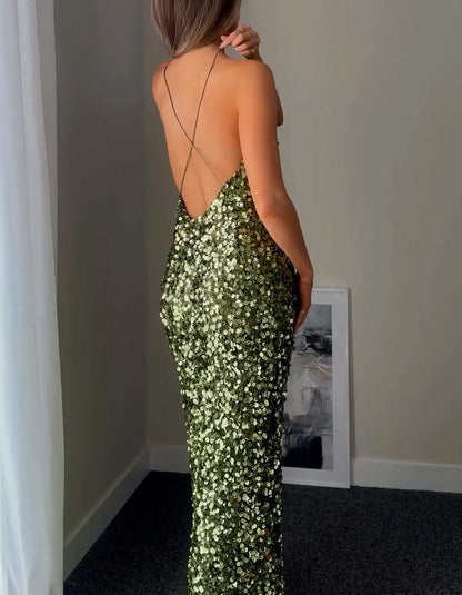 Green Sequin Casual Dress