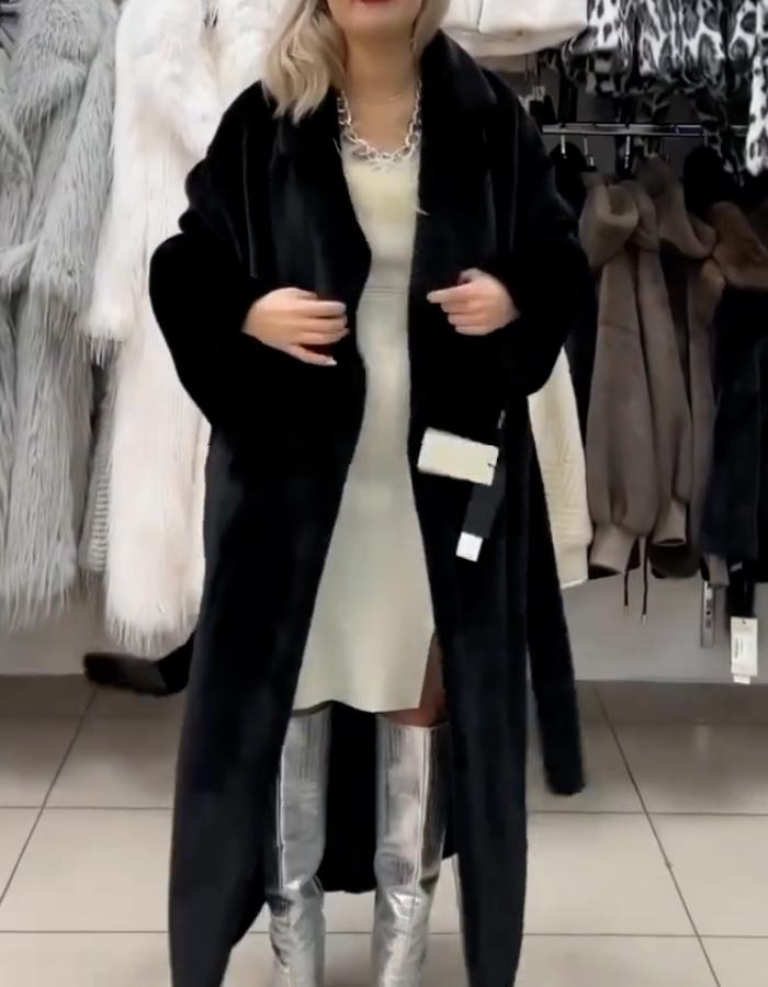 Solid-Color Casual Long Coat