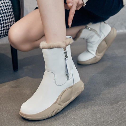 Soft Leather Comfy Zipper Ankle Boots
