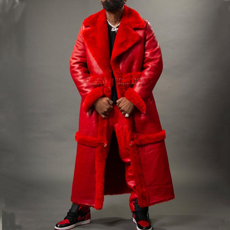 Red Leather Long Coat