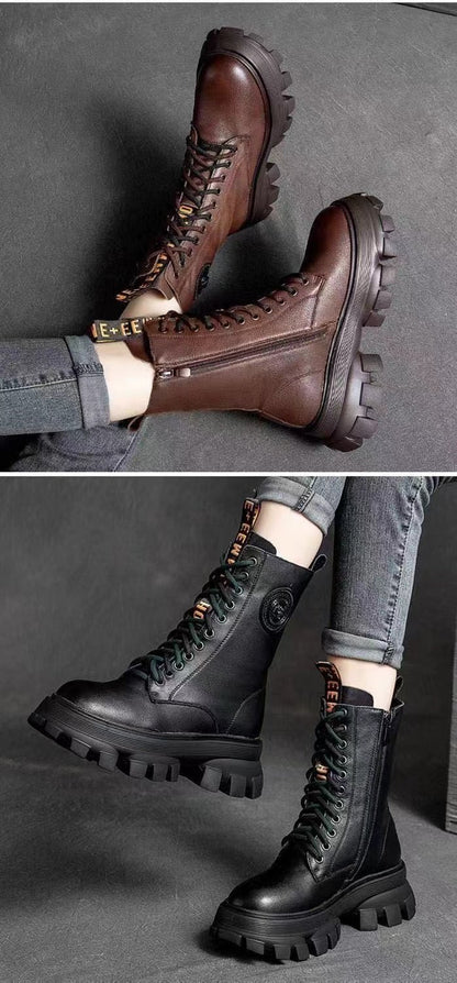 Handmade Warm Leather Platform Boots