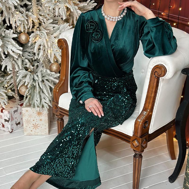 Green Sequin Suit Dress