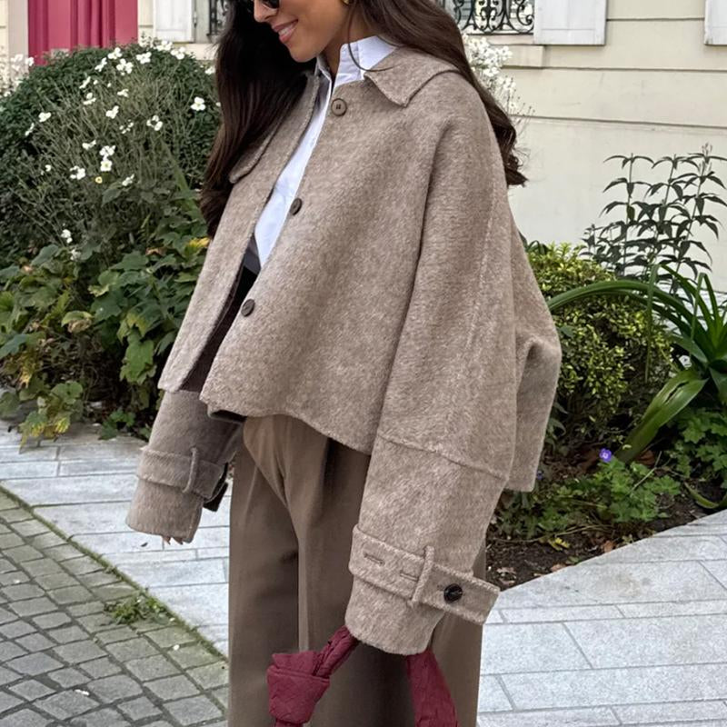 Khaki Casual Wool Jacket