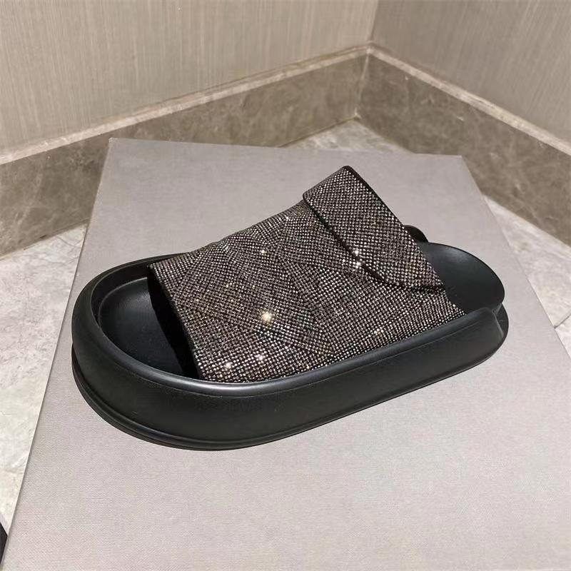 Casual Leather Bling Flat Soft Slippers