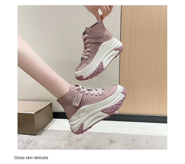 Breathable Leather Non-Slip Platform Sneakers