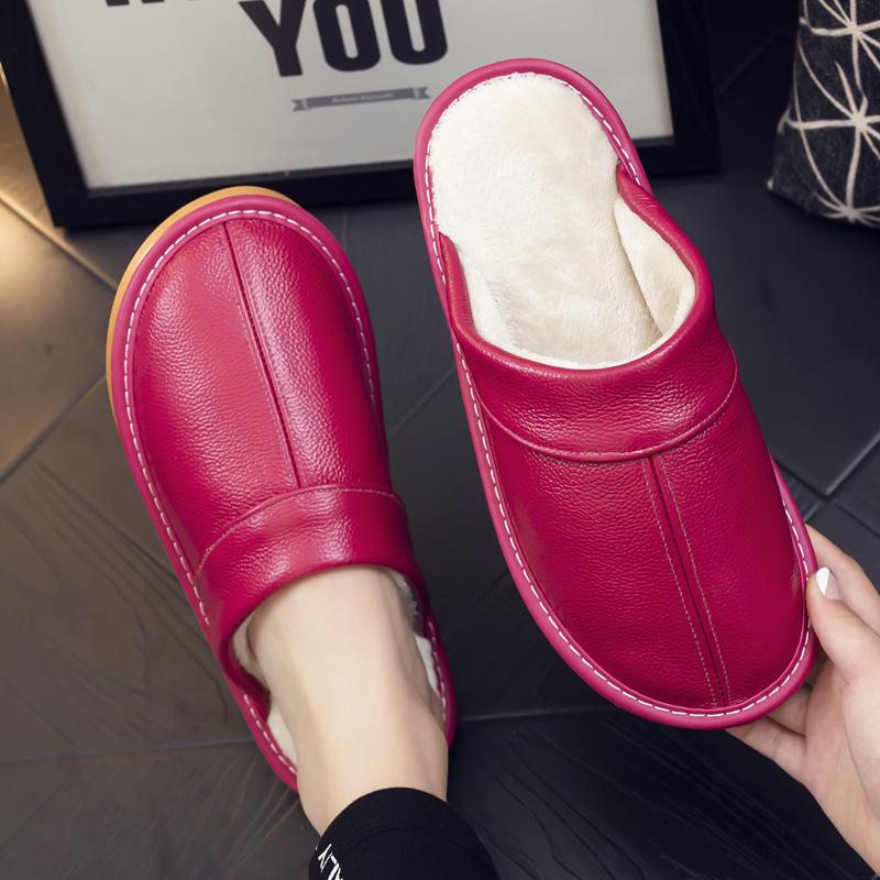 Leather Waterproof Non-Slip Soft Cotton Slippers