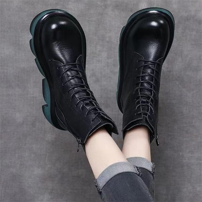 Retro Leather Warm Soft Boots