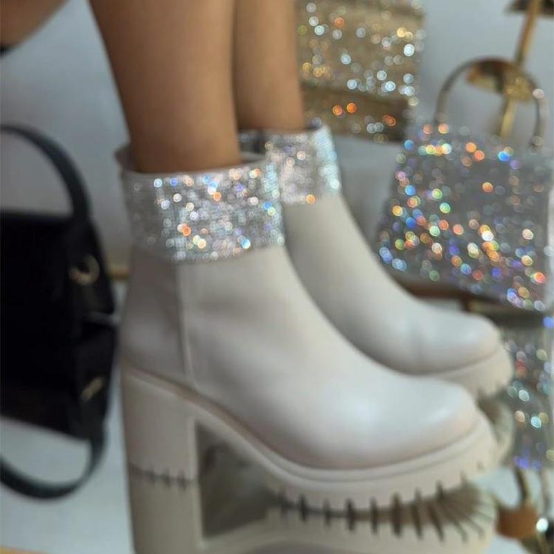 Shiny Leather Ankle Boots