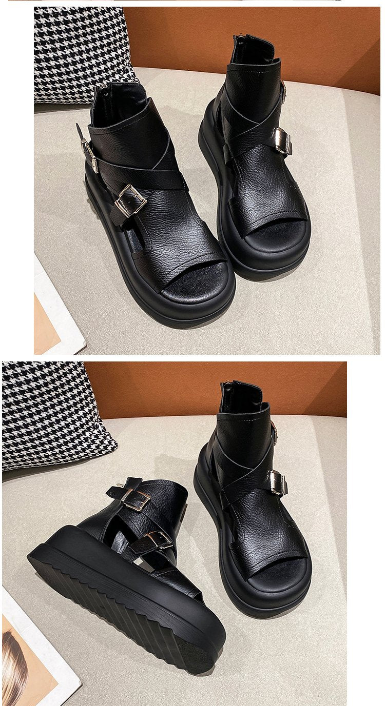 Strappy High quality Leather Heightening Shoes