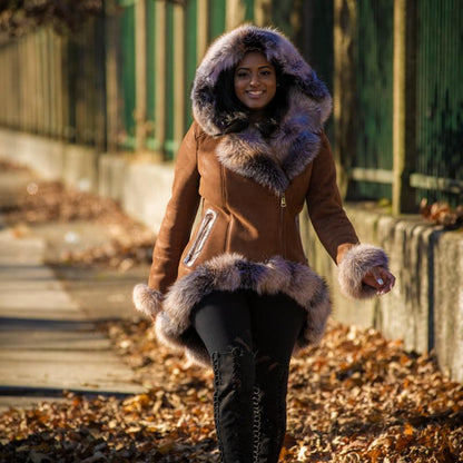 Ruffled Sheepskin Shearling Jacket