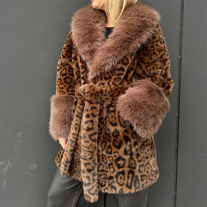 Leopard Fur Belt Coat