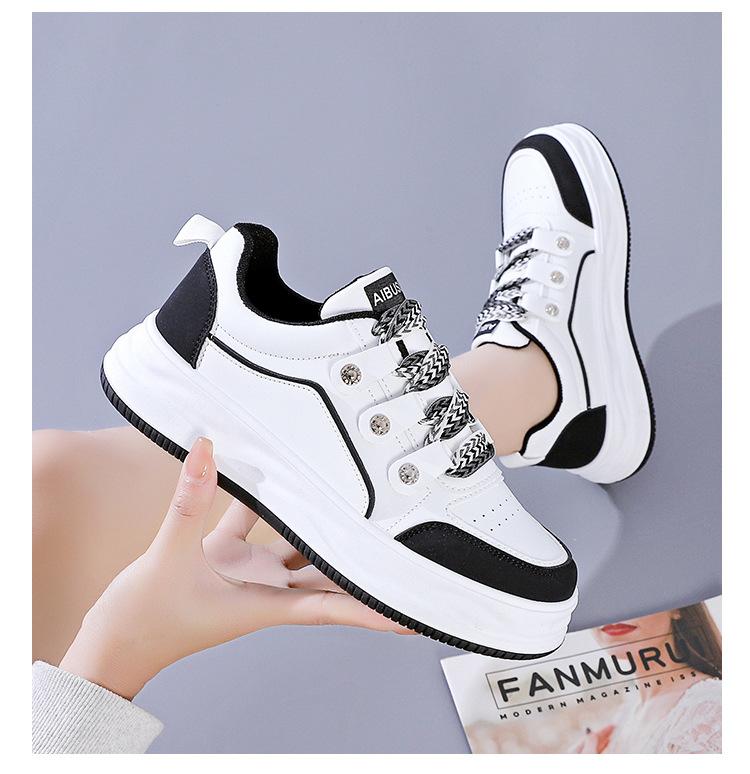 Casual Leather Lace-Up Mixed Colors Shoes