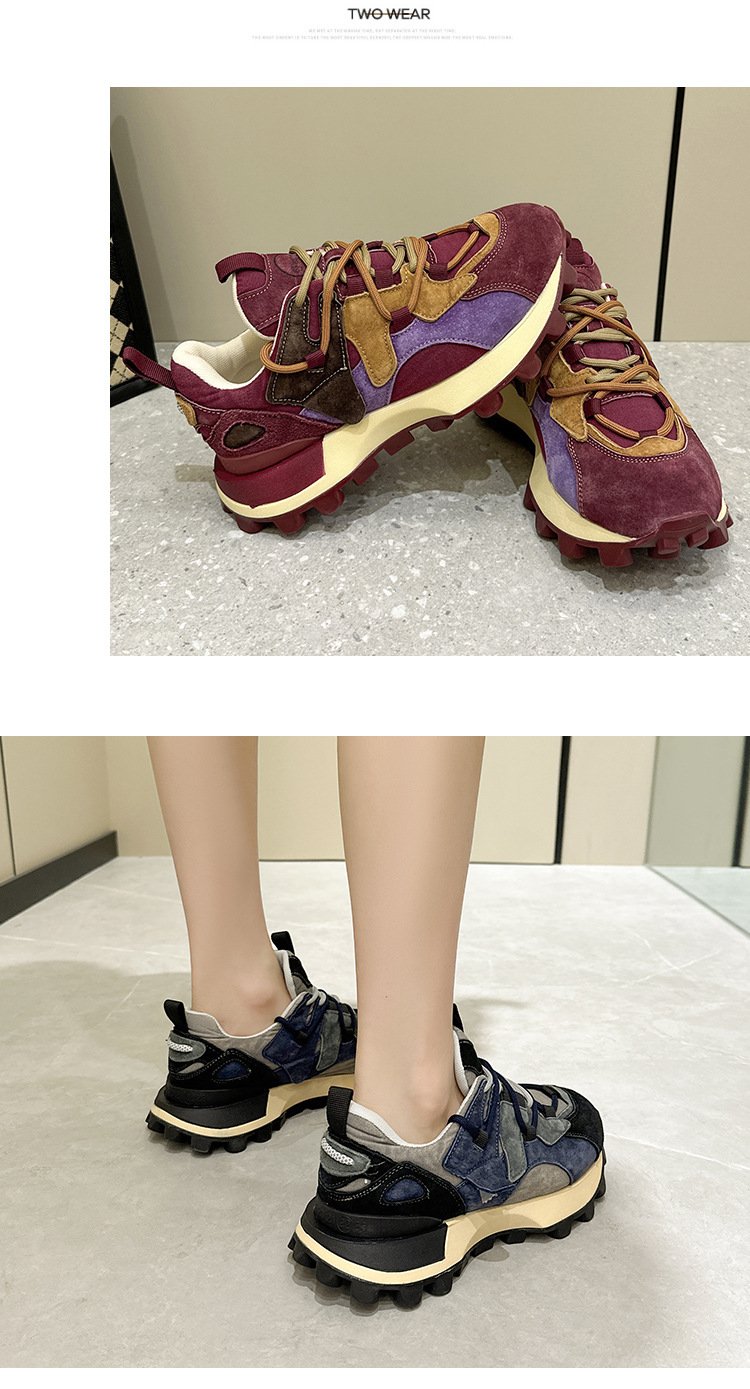 Mixed Colors Lace Up Sneakers