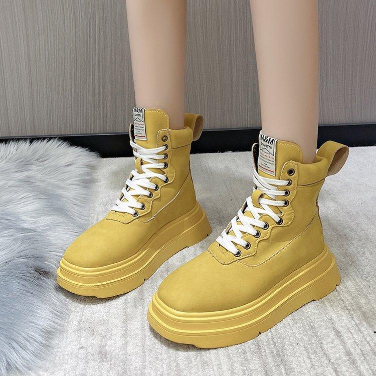 Vintage Bright Lace-Up Short Boots