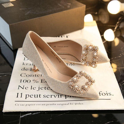 Sequins Pearl High-Heel Shoes