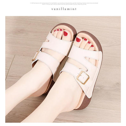 Wedge Leather Non-Slip Slippers