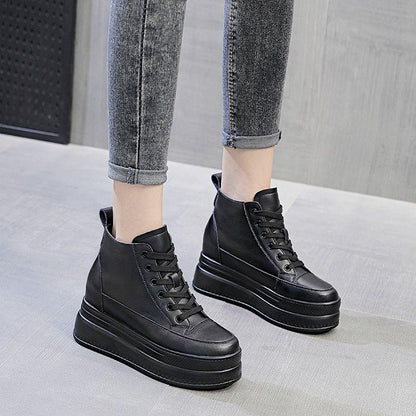 Platform Leather Heightening Shoes