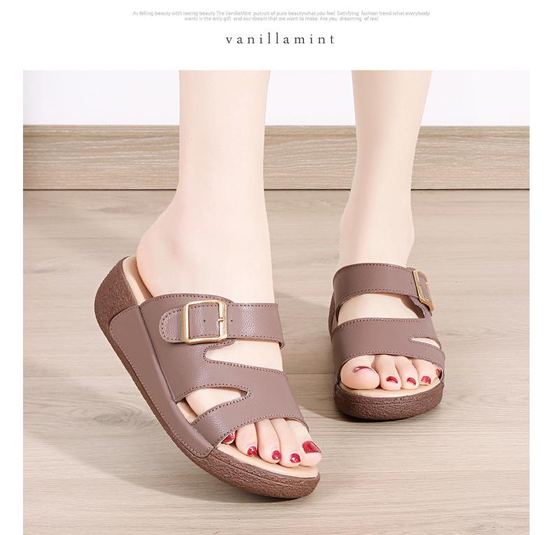 Wedge Leather Non-Slip Slippers