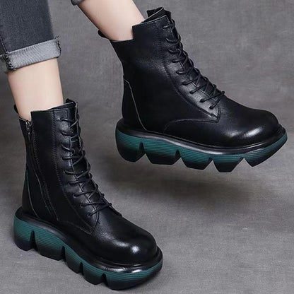 Retro Leather Warm Soft Boots
