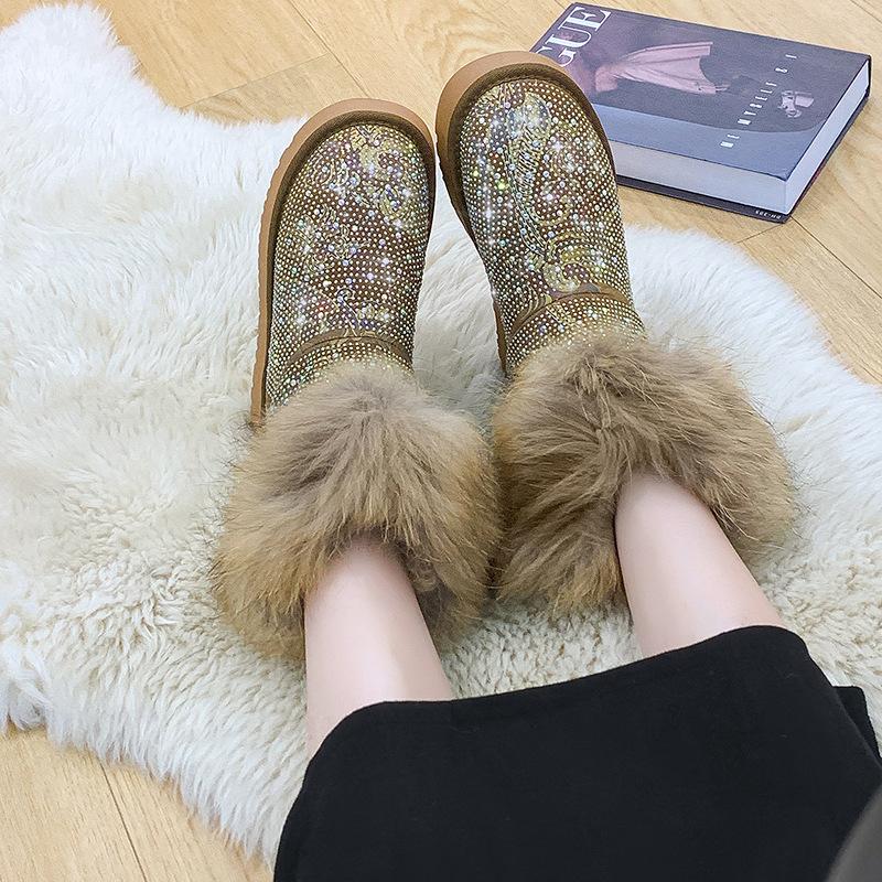 Rhinestone Casual Snow Boots