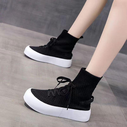 Knit Elastic Platform Sock Boots